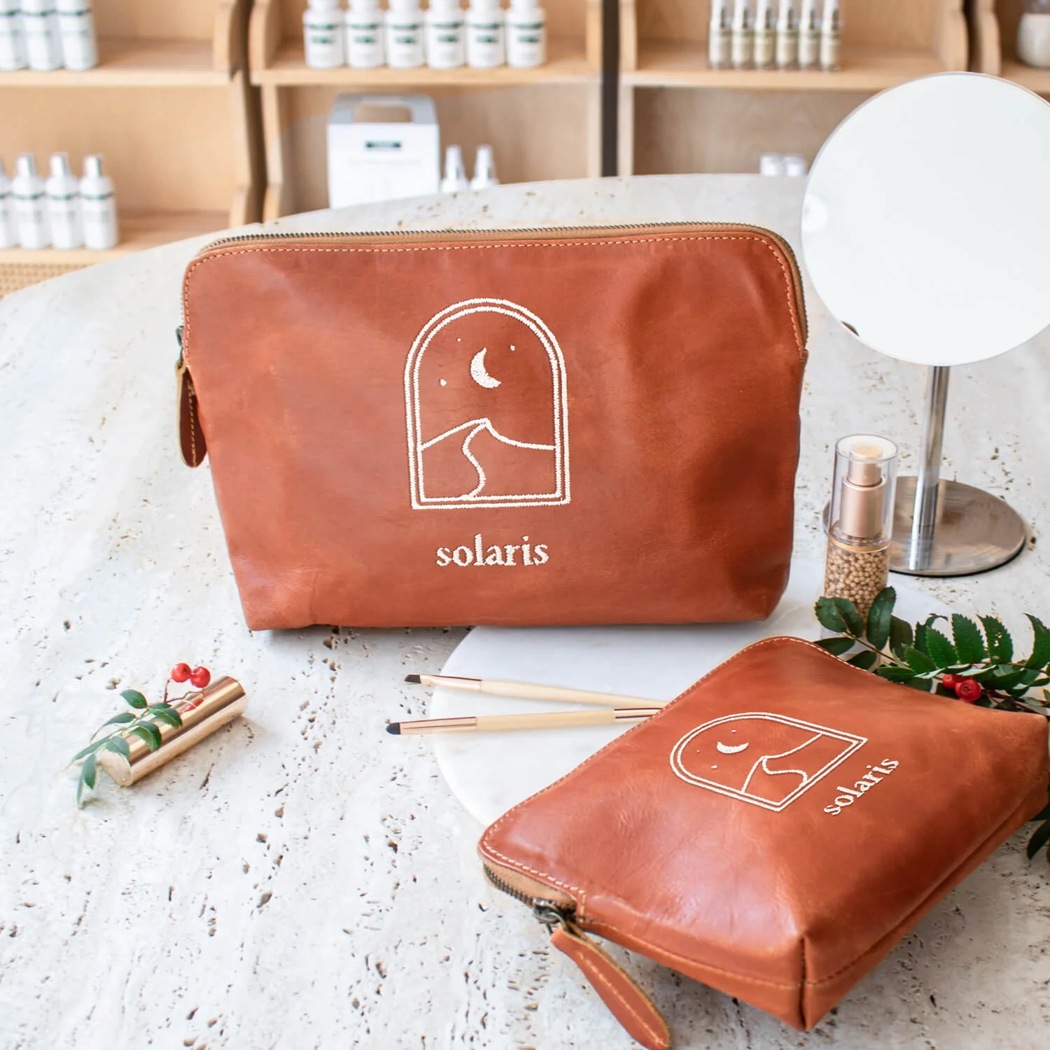 Branded Leather Wash & Cosmetics Bags - Image 5