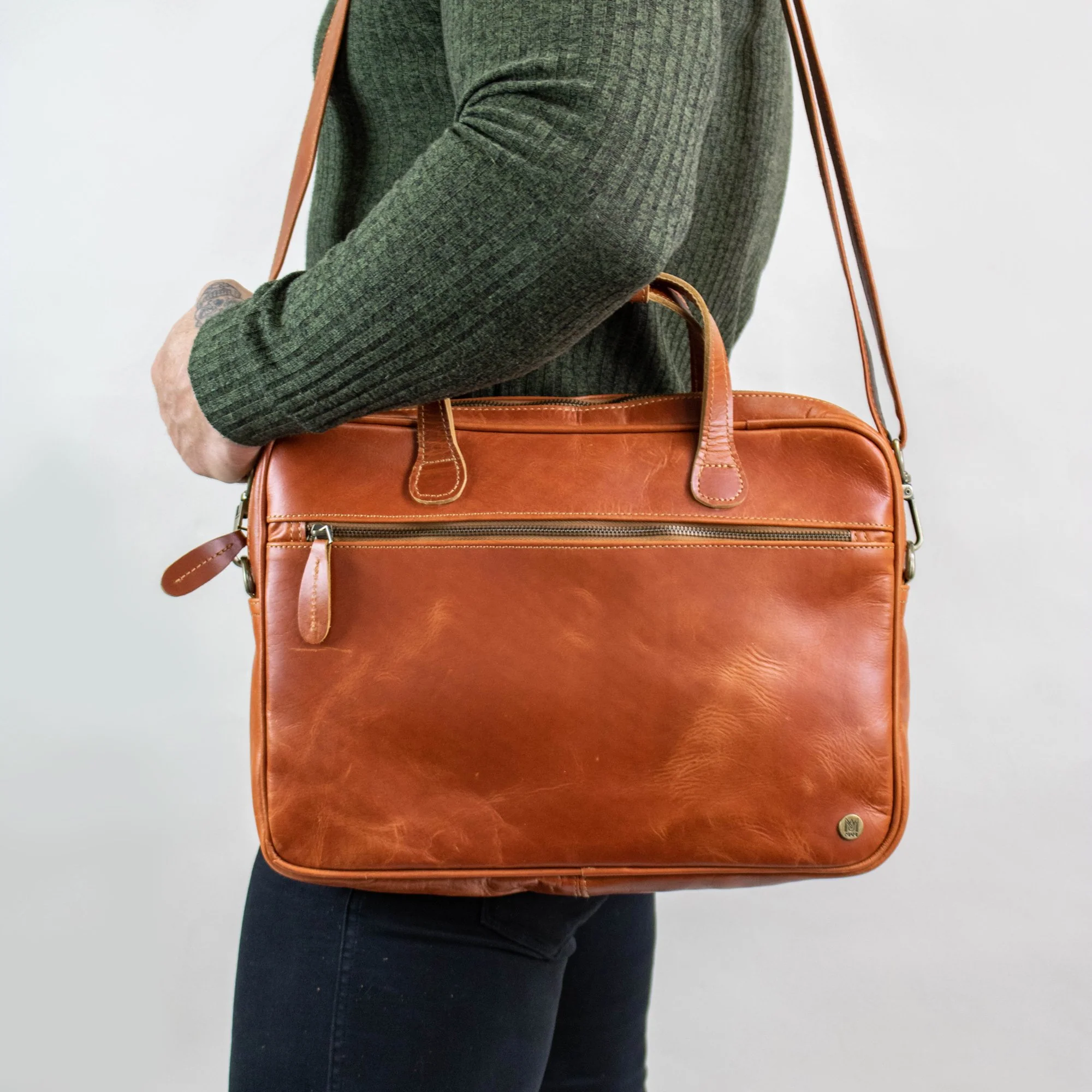The Compact Laptop Satchel (Tan) - Image 2