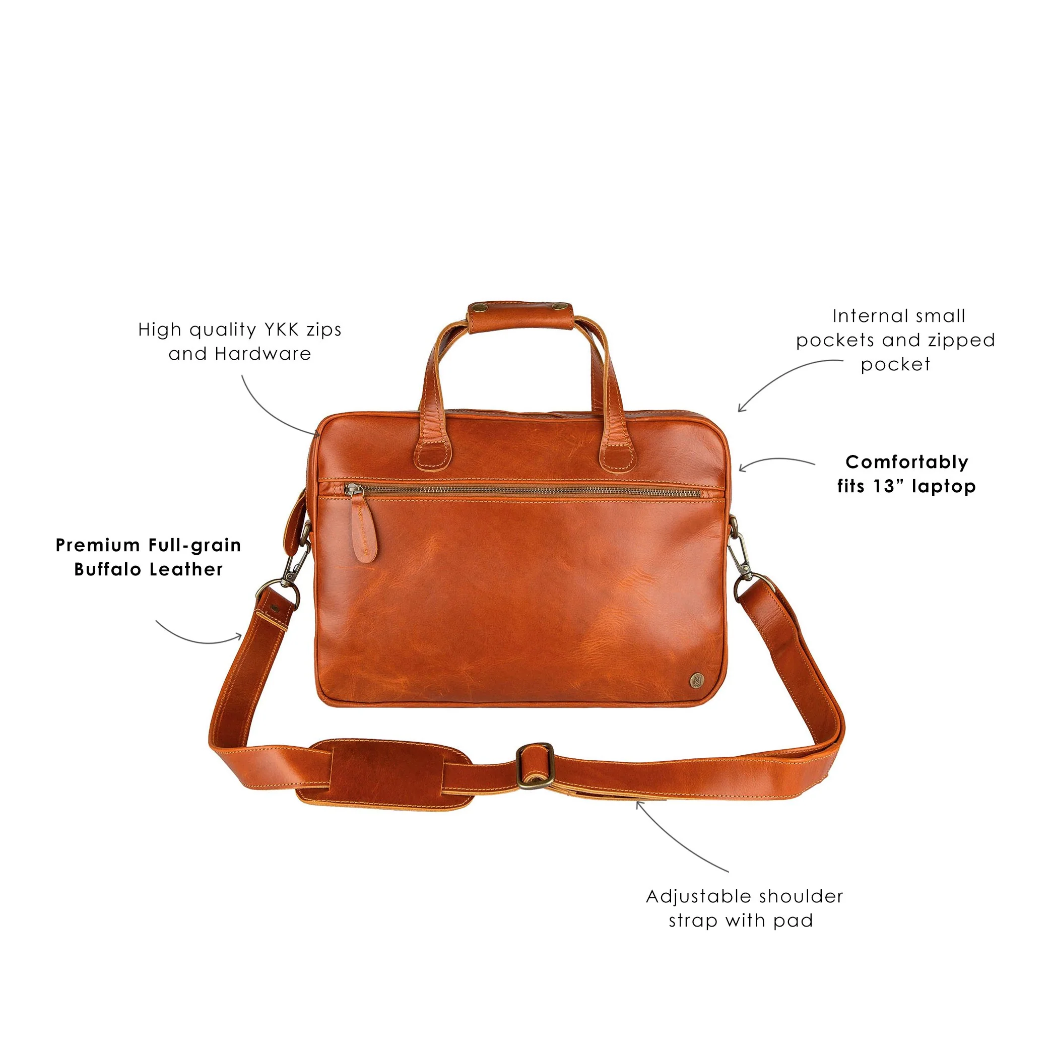 The Compact Laptop Satchel (Tan) - Image 7