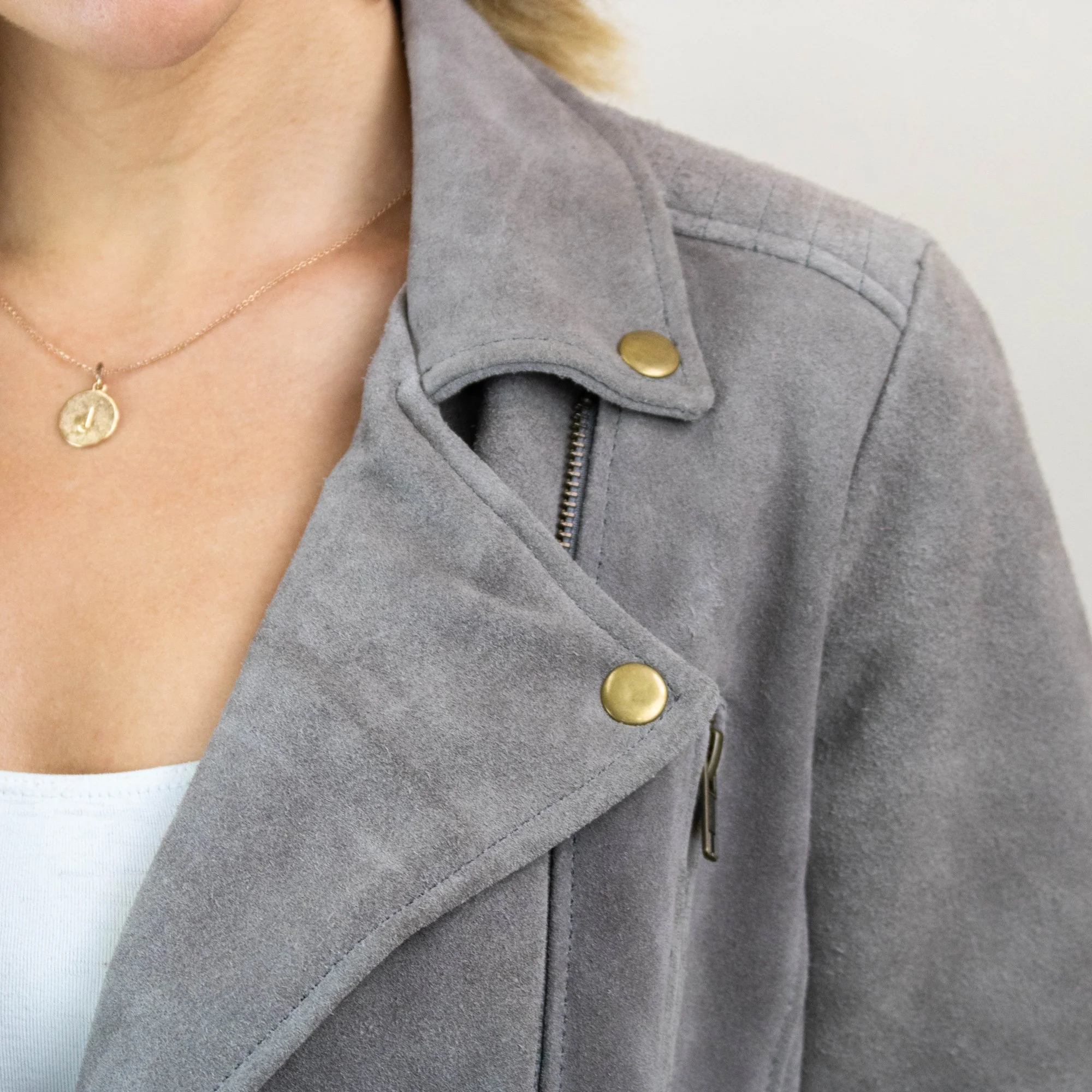 Ladies Suede Biker Jacket - Image 3