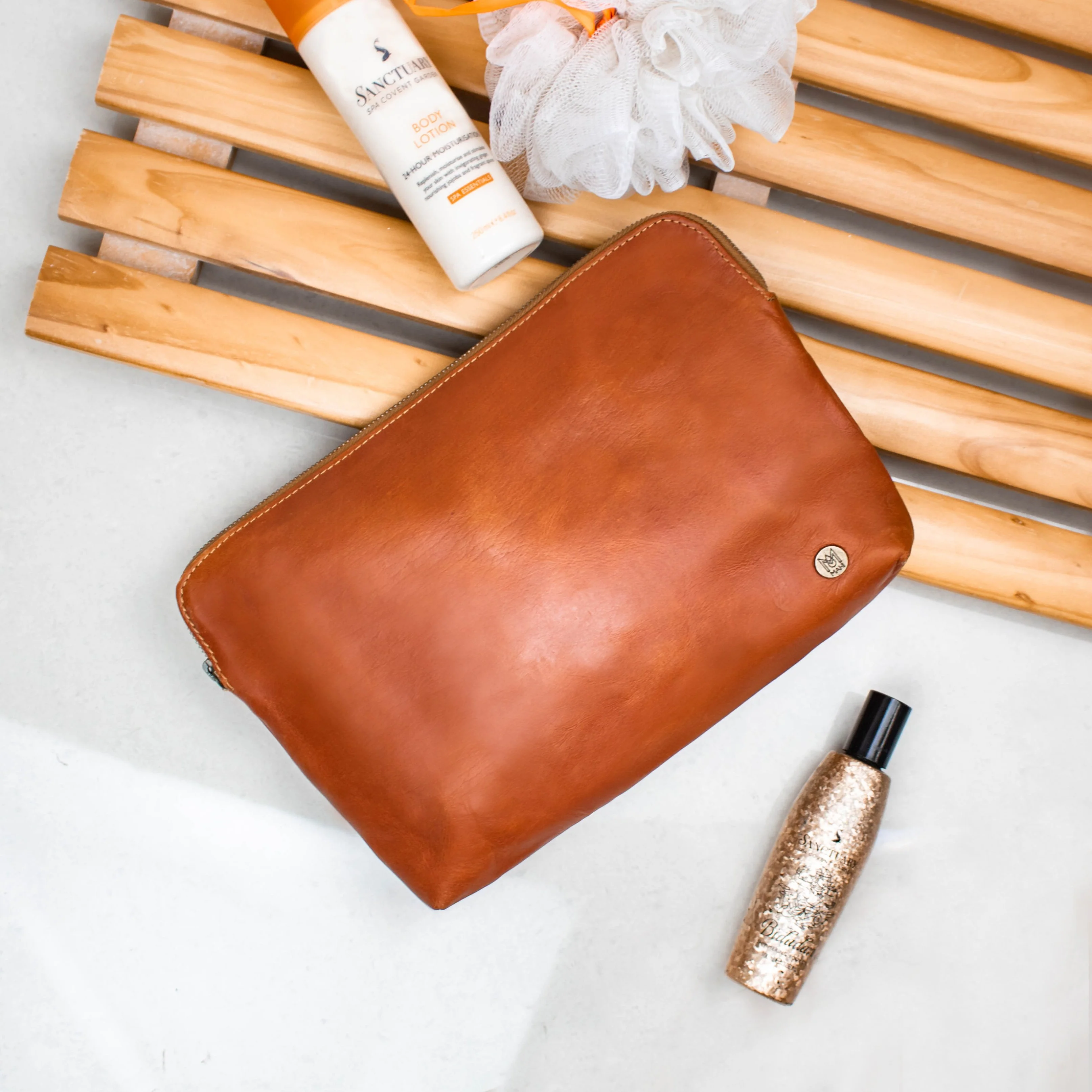 Large Classic Cosmetic Case (Tan) - Image 2