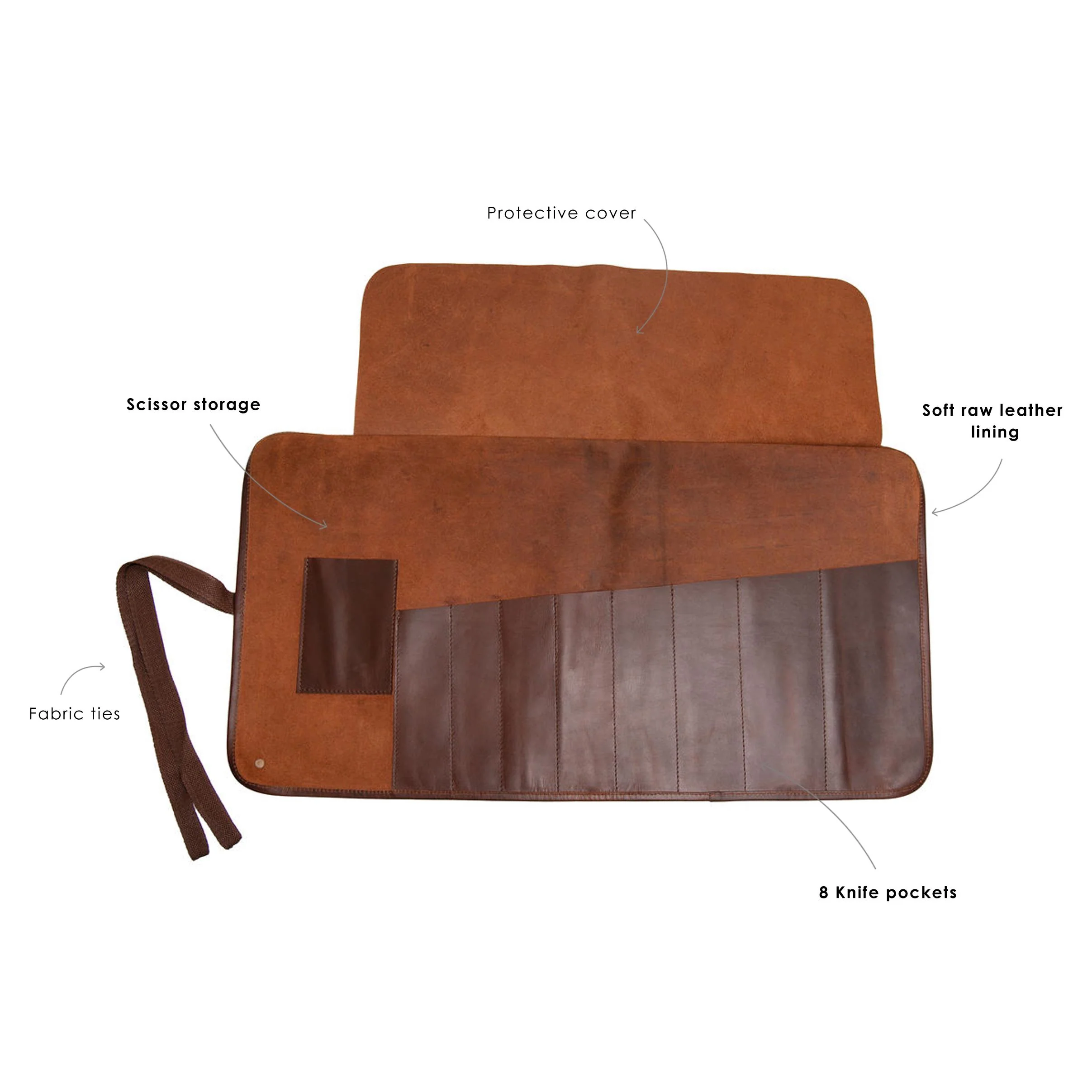 Laser Personalized Brown Leather Knife Roll - Image 4