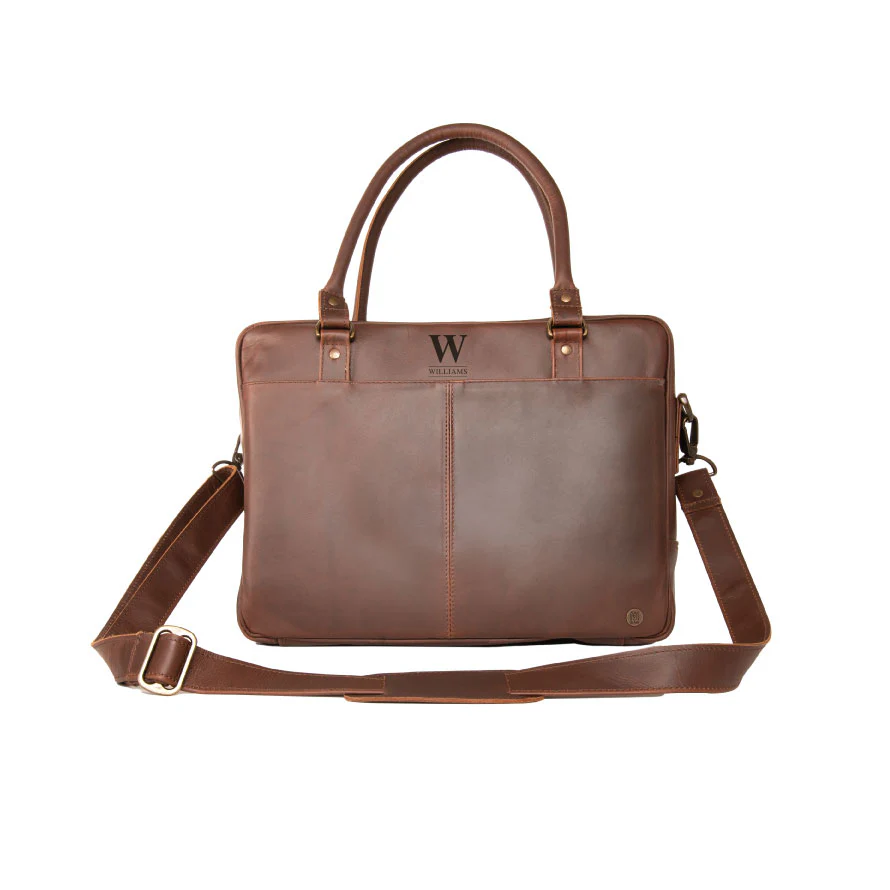 Laser Personalized Leather Laptop Bag - Image 6