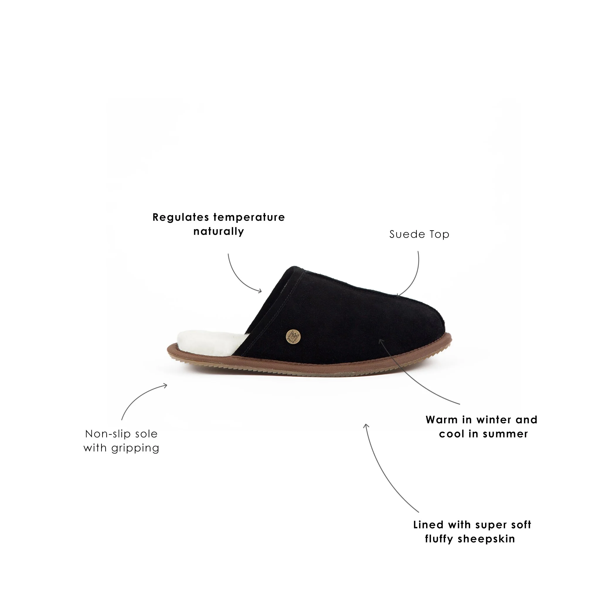 Men's Black Sheepskin Slippers - Image 3