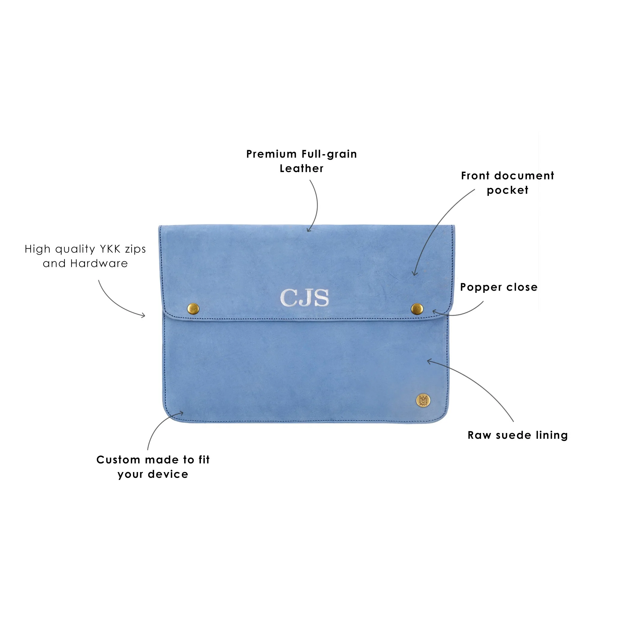 The Oslo Macbook Sleeve (Blue Suede) - Image 4