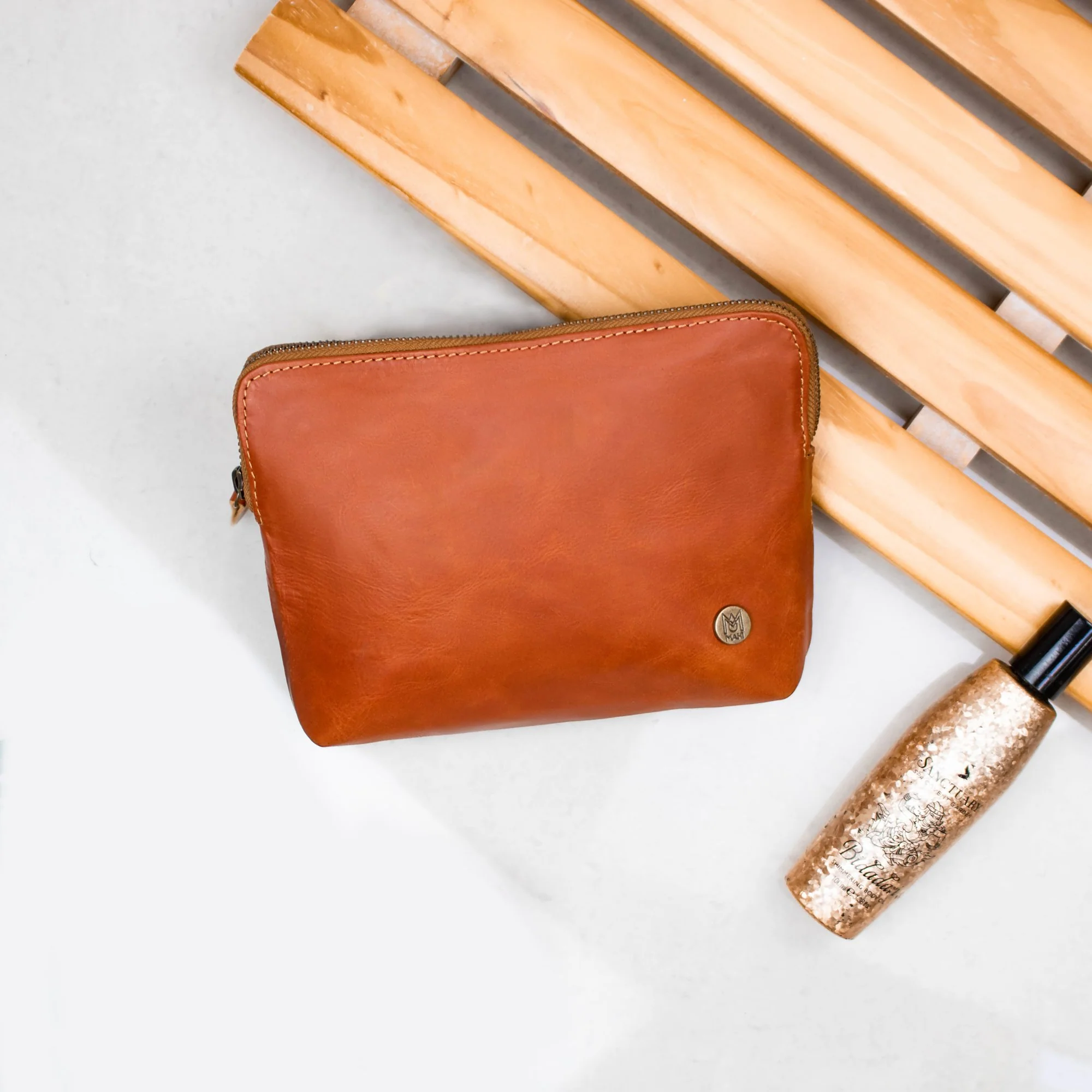 Small Classic Cosmetic Case (Tan) - Image 2