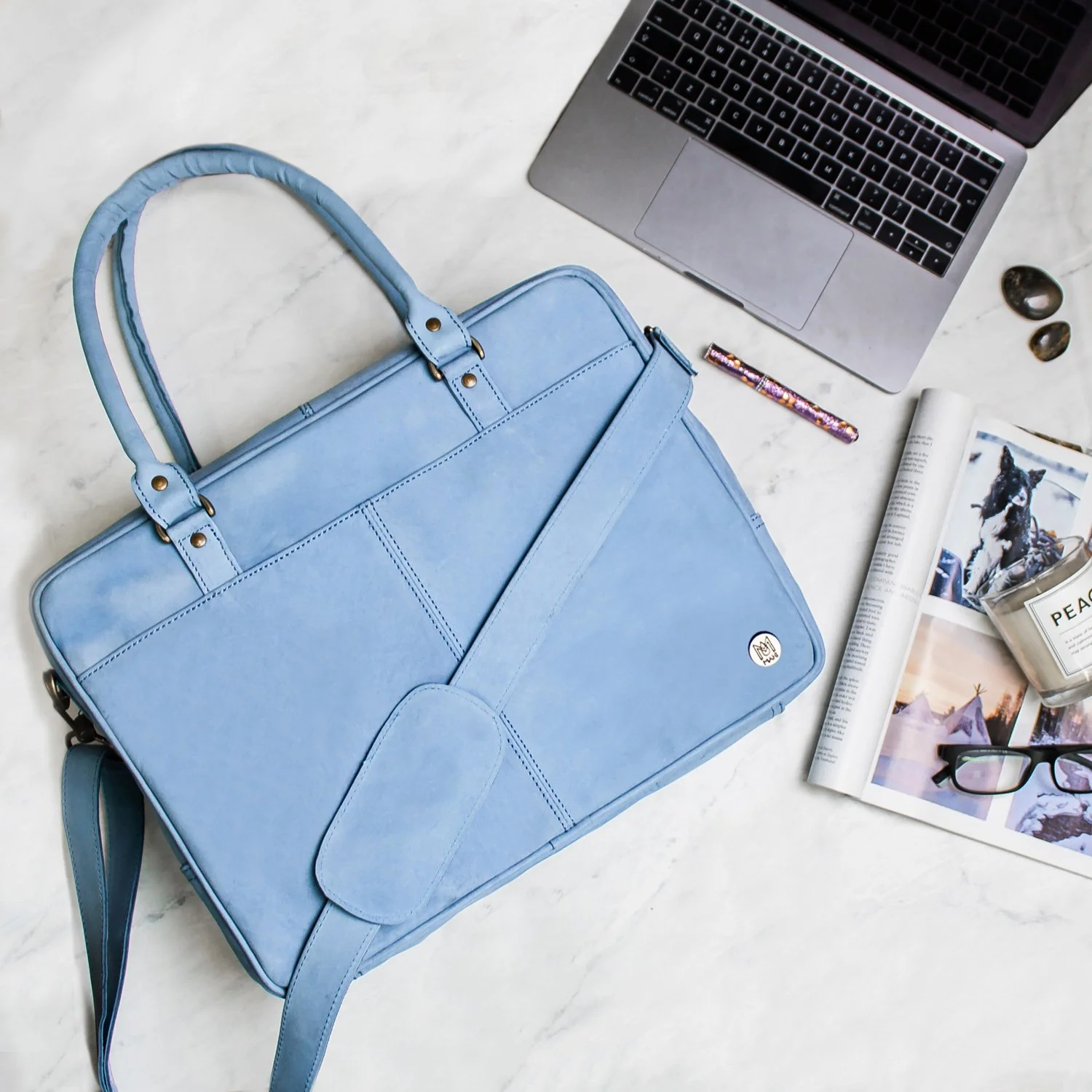 The Oxford Zip-up (Blue Suede) - Image 2